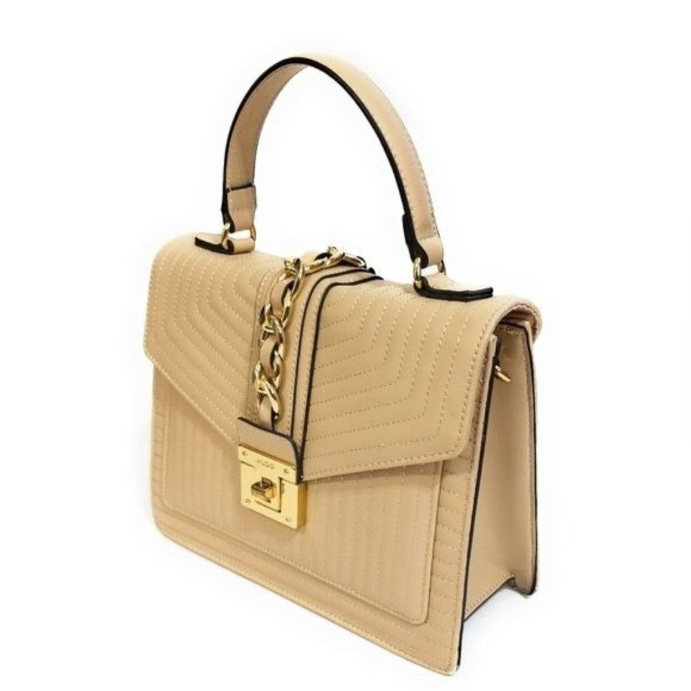 Aldo Jerilini Blush Channel Quilted Top Handle Shoulder Bag Crossbody - Picture 3 of 7
